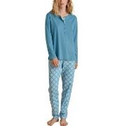 Calida Daylight Dreams Long Pyjama Blau Muster Baumwolle Small Damen