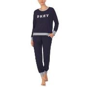 DKNY New Signature Long Sleeve Top and Jogger PJ Marine Small Damen