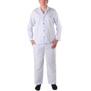 BOSS Cotton Stripe Long Pyjama Blau/Weiß Baumwolle Medium Herren