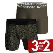 Björn Borg 2P Performance Boxer 1727 Grün gemustert Polyester Small He...
