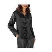 Lady Avenue Satin Pyjama With Short Sleeves Schwarz Seide Small Damen