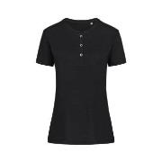 Stedman Sharon Henley T Shirt For Women Schwarz ringgesponnene Baumwol...