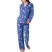 PJ Salvage Long Sleeve Flannel Pyjama Blau Muster Baumwolle Large Dame...