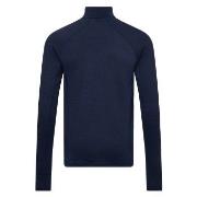 Dovre Wool Zip Single Jersey Marine Wolle Small Herren