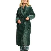 Damella Jaquard Fleece Dressing Gown Grün Polyester Small Damen