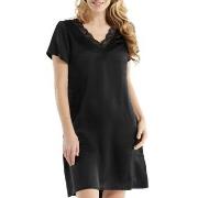 Damella Woven Silk Plain Nightdress Schwarz Seide Small Damen