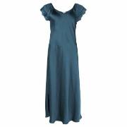 Lady Avenue Pure Silk Shortsleeve Long Nightdress Petrol Seide Small D...