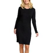 Damella Wool Long Sleeved Nightdress Schwarz Merinowolle Small Damen