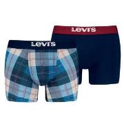 Levis 2P Plaid Aop Boxer Brief Marine/Blau Baumwolle Small Herren