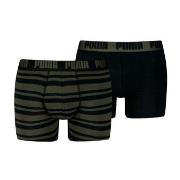 Puma 2P Heritage Stripe Boxer Schwarz/Grün Baumwolle Small Herren