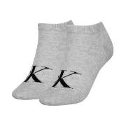 Calvin Klein 2P Women Monogram Sneaker Socks Grau Strl 35/39 Damen