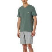 Schiesser 95-5 Short Pyjama V-neck Khaki Baumwolle 50 Herren