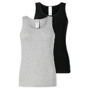 Schiesser 2P Modern Lace Top Schwarz/Grau Baumwolle 38 Damen