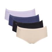 Sloggi 4P Basic Plus Midi Color Blau/Lila Baumwolle 38 Damen