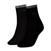 Calvin Klein 2P Shiny Logo Short Socks Schwarz Gr 39/42 Damen