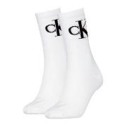 Calvin Klein 2P Women Monogram Crew Socks Weiß Gr 39/42 Damen