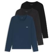 BOSS 3P Long Underwear Shirt Blau/Grau Baumwolle Medium Herren