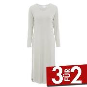 Damella Bamboo Plain Long Sleeve Nightdress Grau Bambus Small Damen