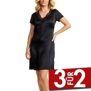 Damella Woven Silk Plain Nightdress Schwarz Seide Small Damen