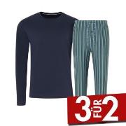 Jockey Night And Day Long Pyjama Blau/Gestreift Medium Herren
