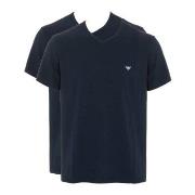 Armani Cotton V-neck T-shirts 2P Marine Baumwolle Small Herren