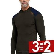Dovre Folded Collar Baselayer Armeegrün Wolle Small Herren