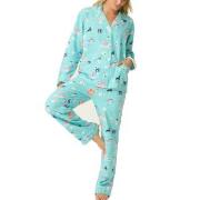 PJ Salvage Long Sleeve Flannel Pyjama Türkis Muster Baumwolle Small Da...