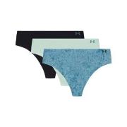 Under Armour 3P Pure Stretch Invisible Thong Blau/Grün Small Damen