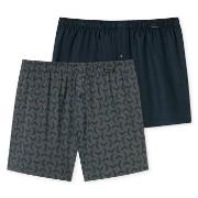 Schiesser 2P Leg Flattering Boxer Shorts Blau/Grau Baumwolle Small Her...