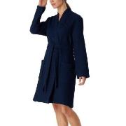 Schiesser Essentials Waffle Bathrobe Dunkelblau Baumwolle Small Damen