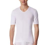 Schiesser Short Sleeve V-Neck Shirt Weiß Baumwolle Medium Herren