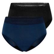 Schiesser 2P Care Retro Period Pants Schwarz/Blau Baumwolle 38 Damen