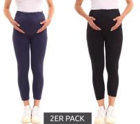 2er Pack neun 9 monate Damen Umstands-Leggings bequeme Schwangerschaft...