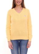 AjC Strick-Pullover Damen Zopfstrick-Pulli mit V-Ausschnitt Baumwolle ...