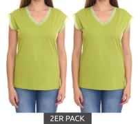 2er Sparpack BOYSEN`S Damen Top mit Spitzendetails Kurzarm-Shirt 34323...