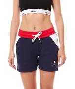 DONNAY Fitness Shorty Damen Sport-Hose bequeme Sweat-Shorts Blau/Rot/W...