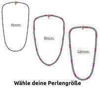 WOOD FELLAS Mode-Schmuck coole Holz-Kette Deluxe Pearl Necklace Grau/R...