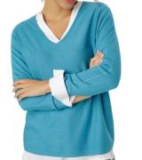 Aniston SELECTED Damen Feinstrick-Pullover Freizeit-Pullover mit V-Aus...