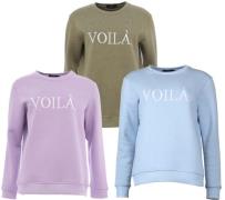 ZWILLINGSHERZ Sweater Voila Damen Rundhals-Pullover mit VOILÀ Schriftz...