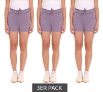 3er Sparpack FAYN SPORTS Damen Shorts kurze Baumwoll-Hose mit Tunnelzu...