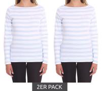 2er Sparpack DELMAO Damen Langarm-Shirt gestreiftes Baumwoll-Sweatshir...