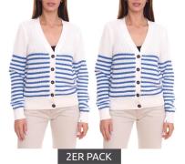 2er Sparpack DELMAO Damen Strickjacke gestreift Feinstrick-Cardigan 46...