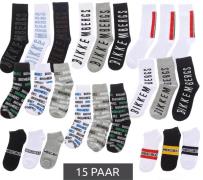 15 Paar BIKKEMBERGS Herren Tennis-Socken mit Marken Schriftzug Baumwol...