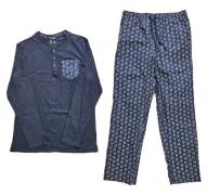 LIVERGY Herren Pyjama-Set 2-teilig Schlafanzug mit Blätter Allover-Pri...