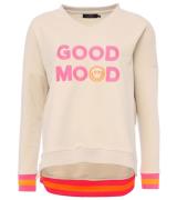 ZWILLINGSHERZ Sweater Dana Damen Pullover mit GOOD MOOD Schriftzug Bau...