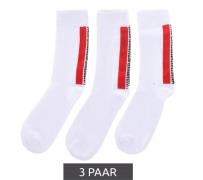 3 Paar BIKKEMBERGS Herren Tennis-Socken mit Markenschriftzug Baumwoll-...