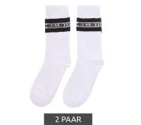 2 Paar BIKKEMBERGS Herren Tennis-Socken mit farblichem Marken Print Ba...