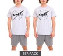 2er Pack UNITED LABELS NASA Herren Pyjama-Set 2-teiliger Kurzarm-Schla...