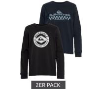 2er Pack Quiksilver Kinder Langarm-Shirt stylischer Baumwoll-Pullover ...