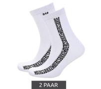 2 Paar BIKKEMBERGS Herren lange Socken mit Markenschriftzug Baumwoll-S...